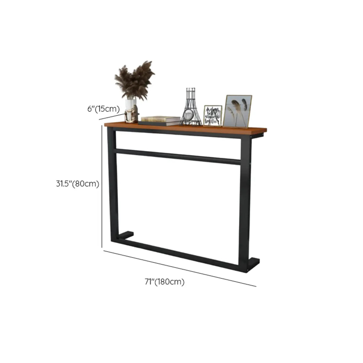 Trestle Base Rectangular Wood-Black Console Entryway Table Image - 19