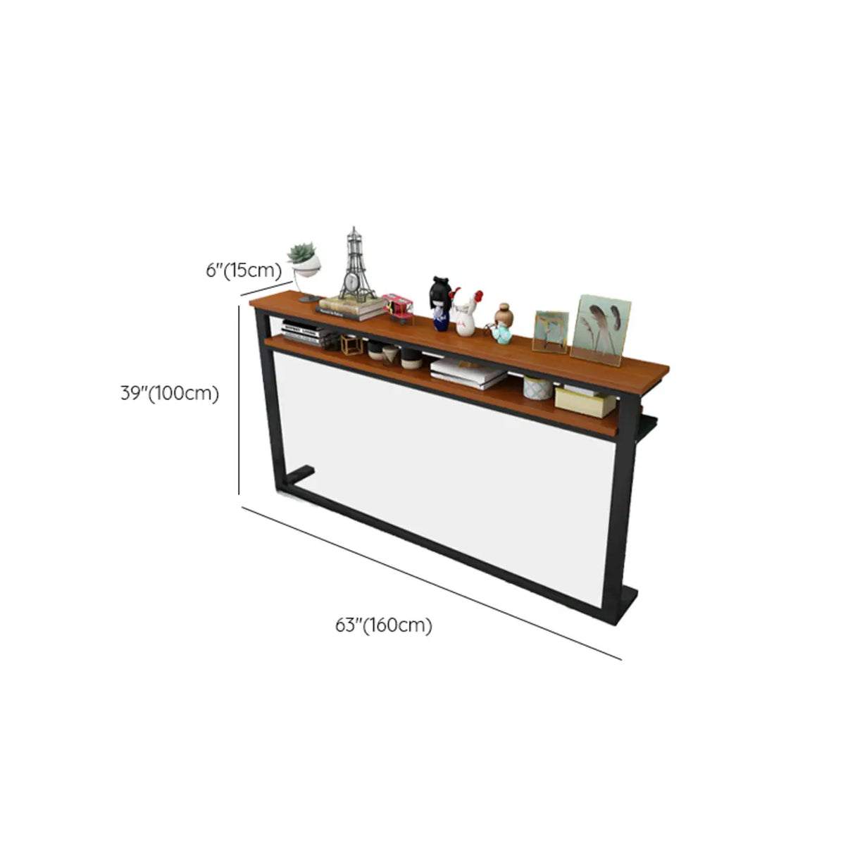Trestle Base Rectangular Wood-Black Console Entryway Table Image - 20