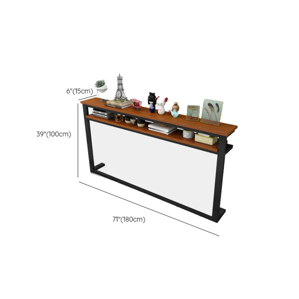Trestle Base Rectangular Wood-Black Console Entryway Table Image - 21