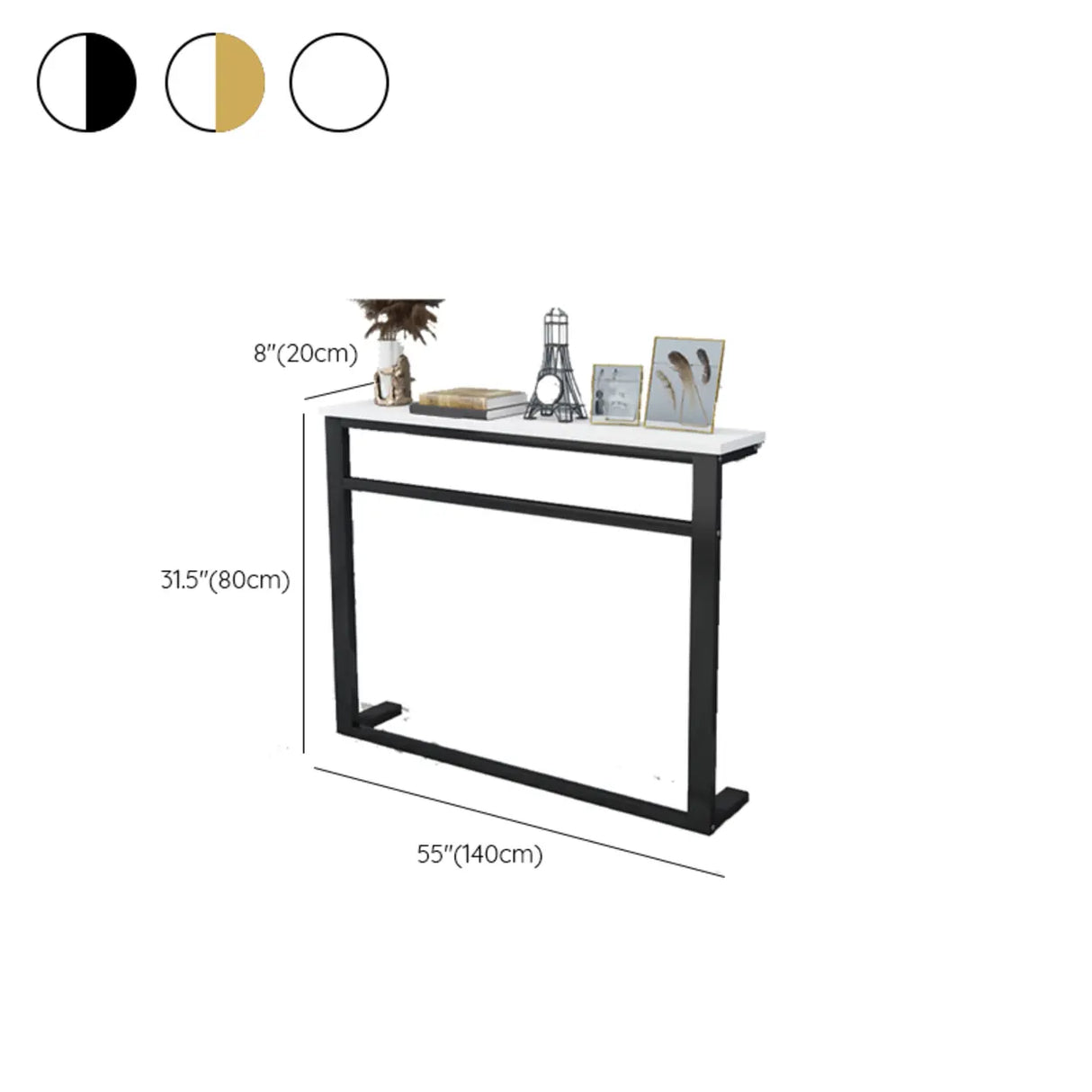 Trestle Base Rectangular Wood-Black Console Entryway Table Image - 22