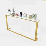 Trestle Base Rectangular Wood-Black Console Entryway Table Image - 9