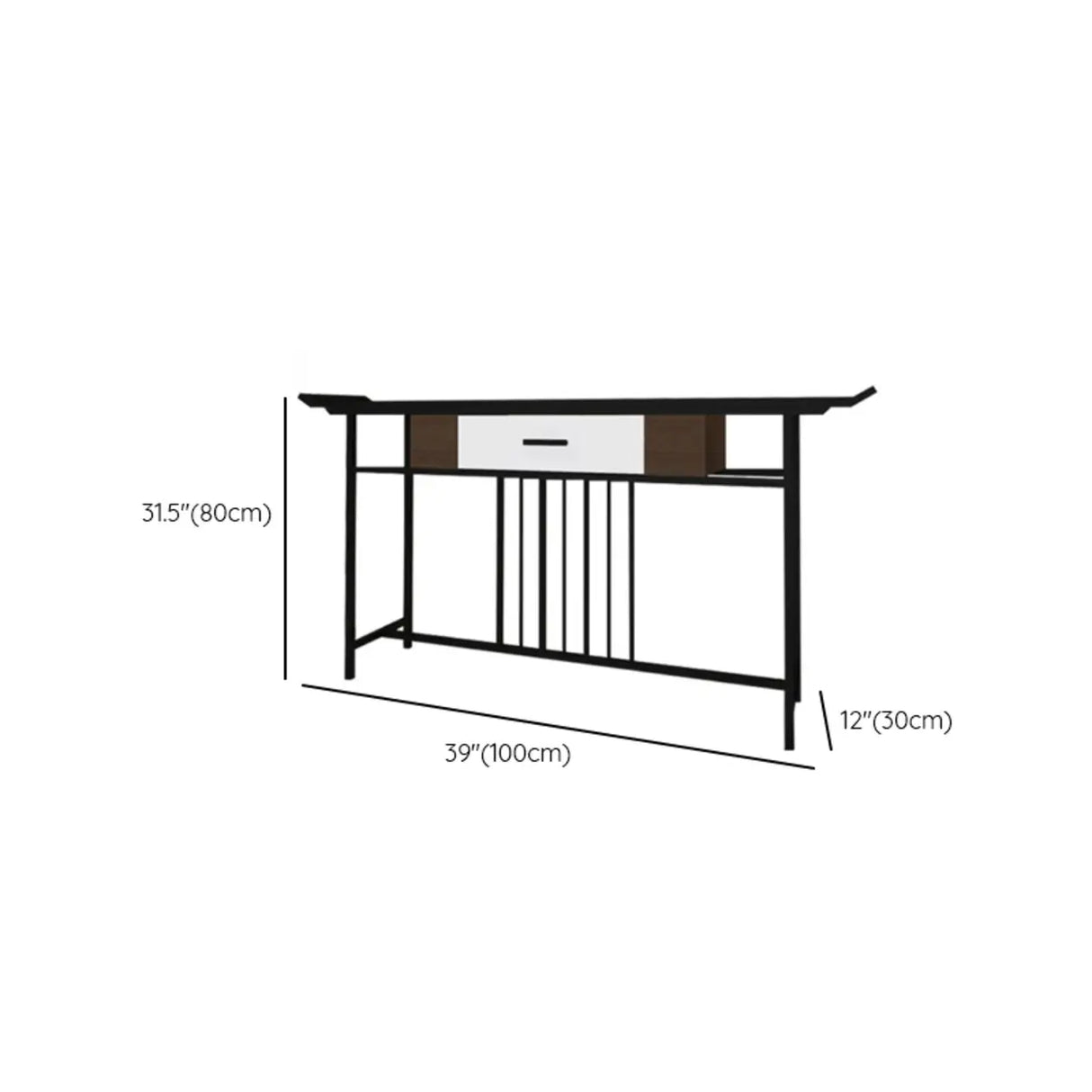 Trestle Rectangular Metal Black Storage Console Table Image - 12