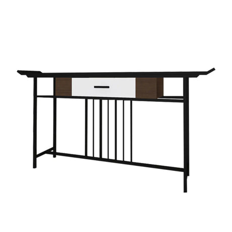 Trestle Rectangular Metal Black Storage Console Table Image - 2