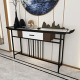 Trestle Rectangular Metal Black Storage Console Table Image - 3