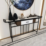 Trestle Rectangular Metal Black Storage Console Table Image - 4