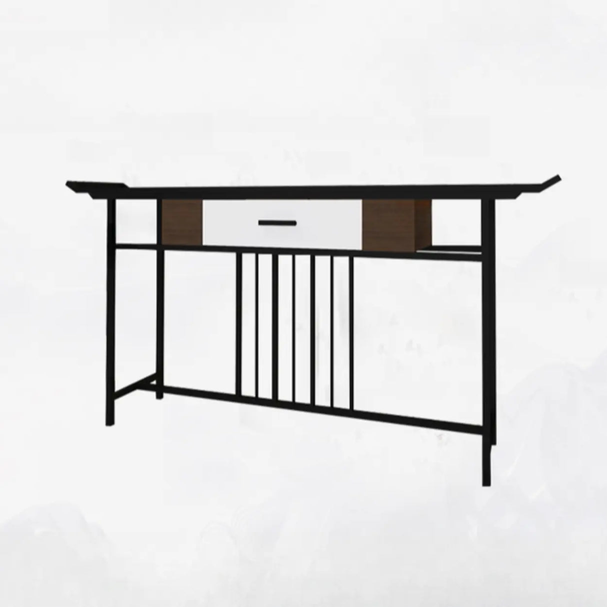 Trestle Rectangular Metal Black Storage Console Table Image - 5