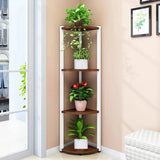 Triangle Corner Wood Display Plant Stand Black-White Image - 22