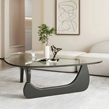 Triangle Glass Wooden Abstract Base Coffee Table Image - 1