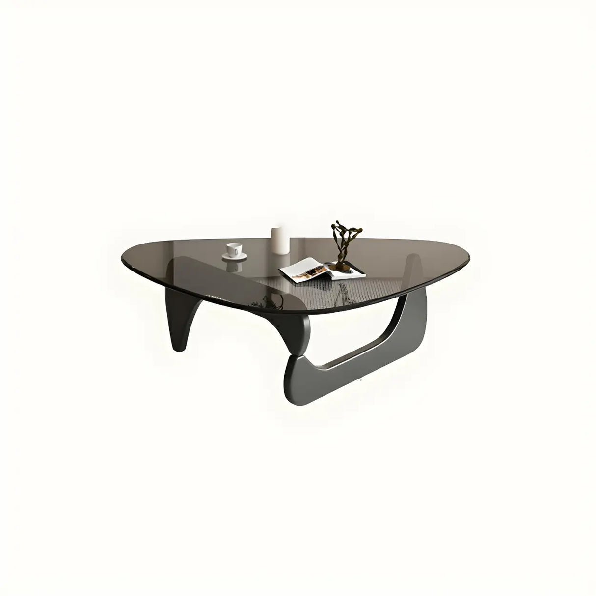 Triangle Glass Wooden Abstract Base Coffee Table Image - 16