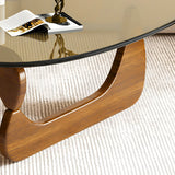 Triangle Glass Wooden Abstract Base Coffee Table Image - 16