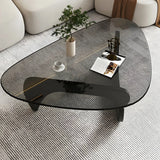 Triangle Glass Wooden Abstract Base Coffee Table Image - 5