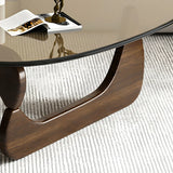 Triangle Glass Wooden Abstract Base Coffee Table Image - 7