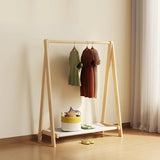 Triangle Natural Finish Pine Wood Shelves Coat Rack Image - 7