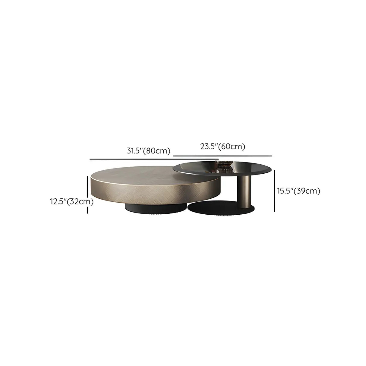 Tropical Brown Metal Round Steel Base Nesting Tables Image - 22