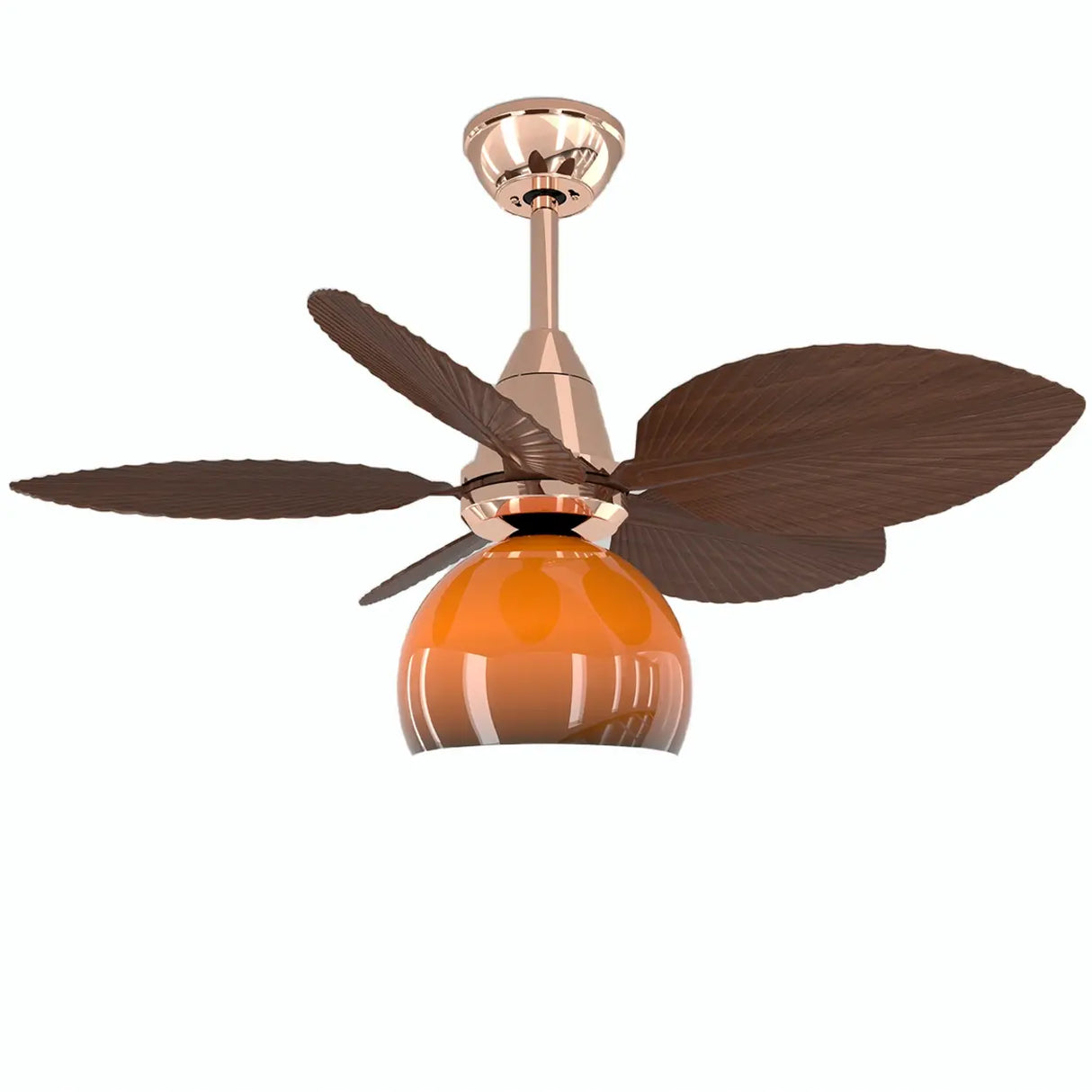 Tropical Leaf Orange Globe Remote Control Ceiling Fan Light Image - 8