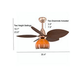 Tropical Leaf Orange Globe Remote Control Ceiling Fan Light #size