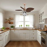 Tropical Leaf Retro Glass Teardrop Ceiling Fan Light Image - 6