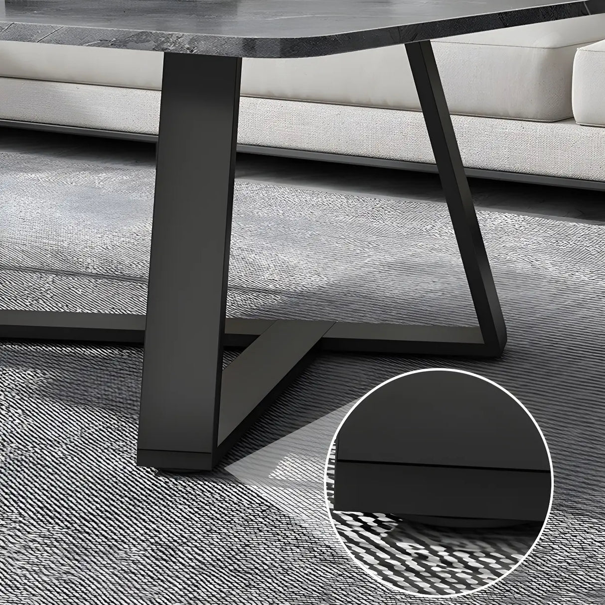 Tropical Stone Wood Rectangle Cross Legs Coffee Table Image - 8