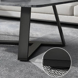Tropical Stone Wood Rectangle Cross Legs Coffee Table Image - 8
