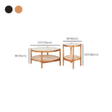 Tropical Wood Glass Round Shelf Four Legs Coffee Table Image - 19