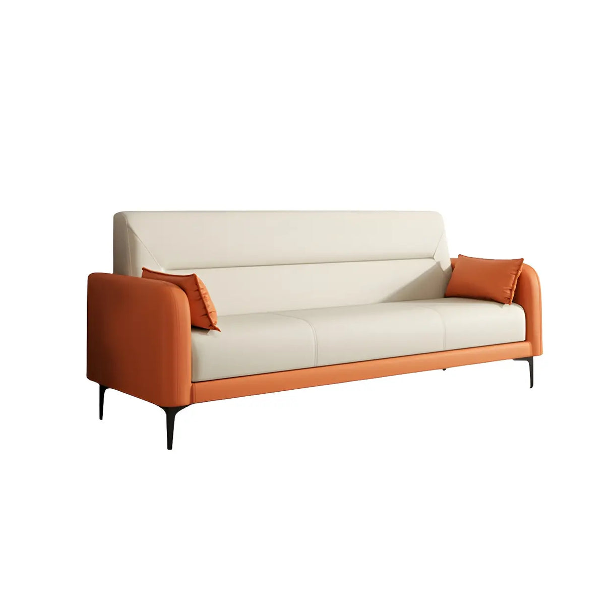 Two-tone Stain Resistant Faux Leather Tight Back Sofa Image - 10