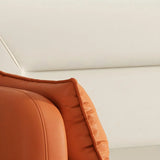 Two-tone Stain Resistant Faux Leather Tight Back Sofa Image - 14