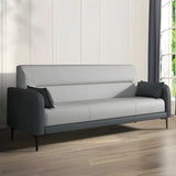 Two-tone Stain Resistant Faux Leather Tight Back Sofa Image - 17