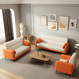 Two-tone Stain Resistant Faux Leather Tight Back Sofa Image - 4