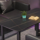 U-Shaped Black Fade Resistant Faux Leather Sofa Image - 14