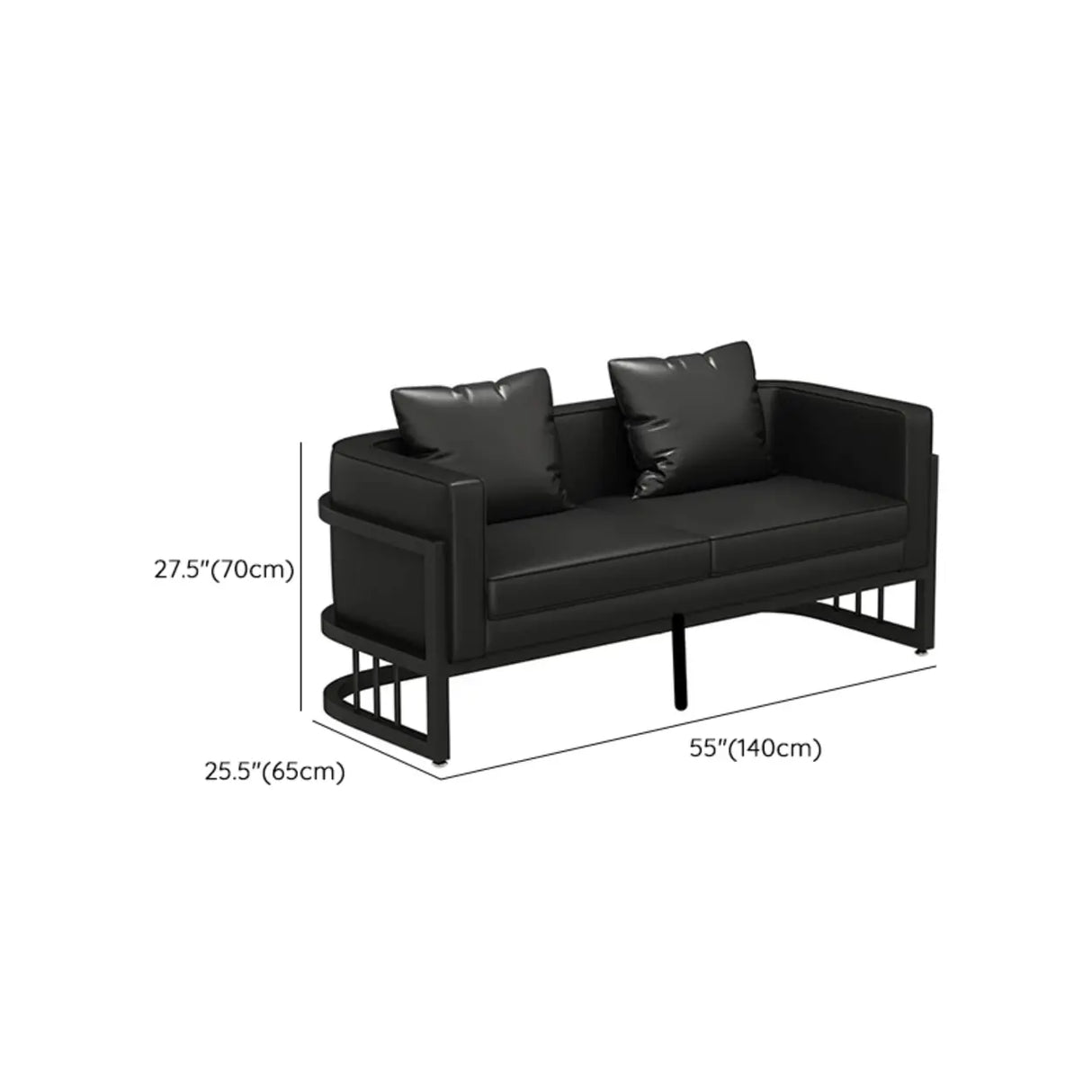 U-Shaped Black Fade Resistant Faux Leather Sofa Image - 17