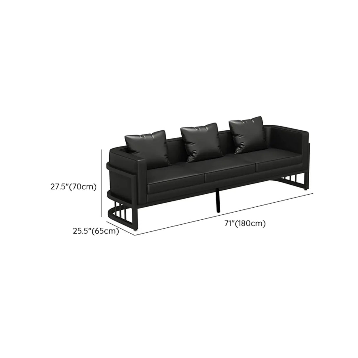 U-Shaped Black Fade Resistant Faux Leather Sofa Image - 18