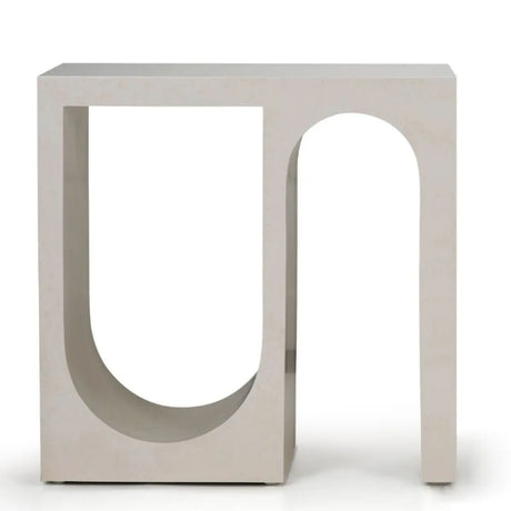 U-Shaped Double Pedestal White Wood Entryway Console Table Image - 2