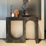 U-Shaped Double Pedestal White Wood Entryway Console Table Image - 3