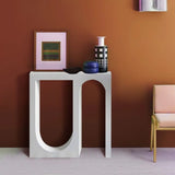 U-Shaped Double Pedestal White Wood Entryway Console Table Image - 4