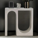 U-Shaped Double Pedestal White Wood Entryway Console Table Image - 5