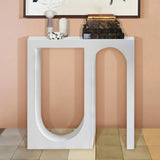 U-Shaped Double Pedestal White Wood Entryway Console Table Image - 8