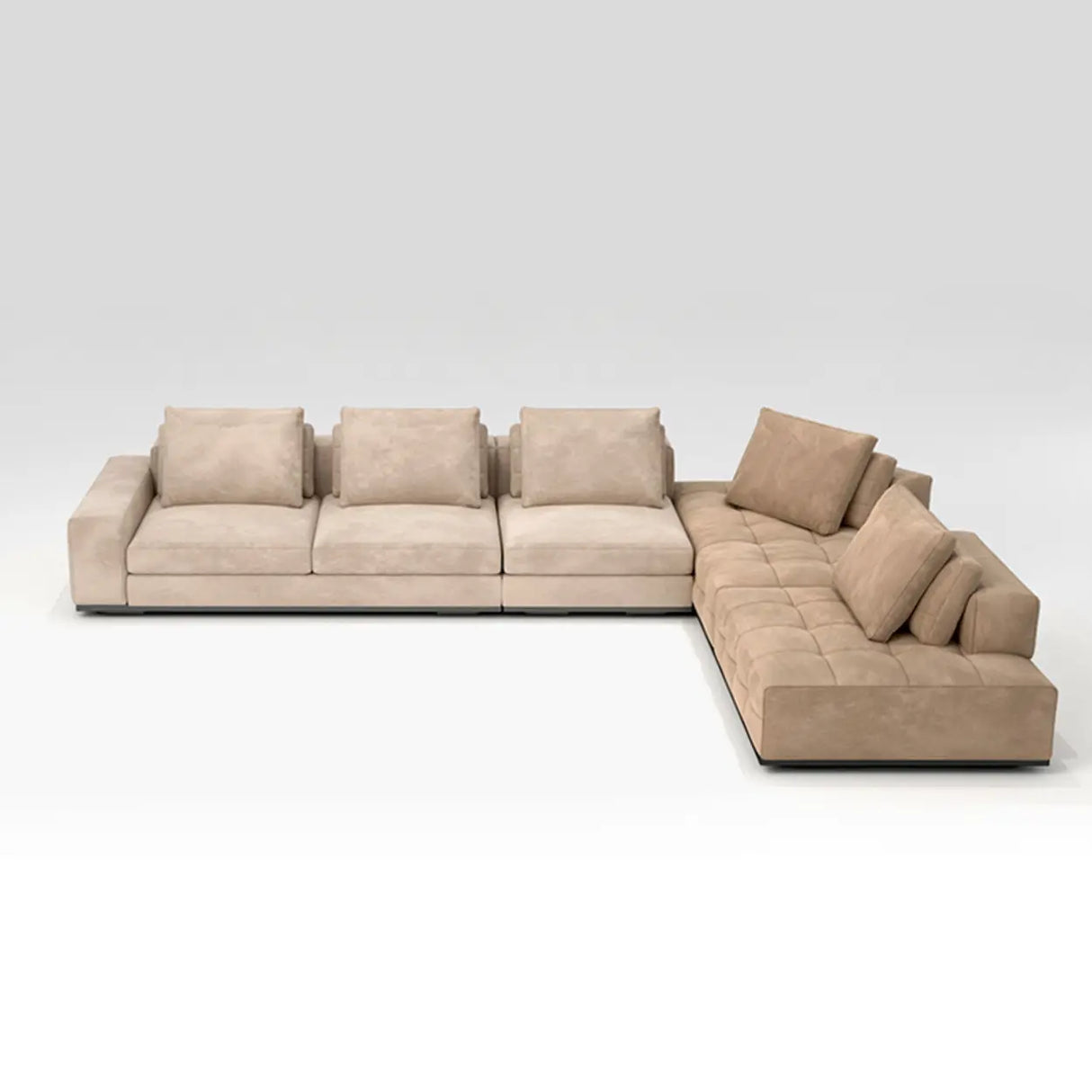 U-Shaped Fabric Brown Large Reclining Sectional Sofa Set Image - 10