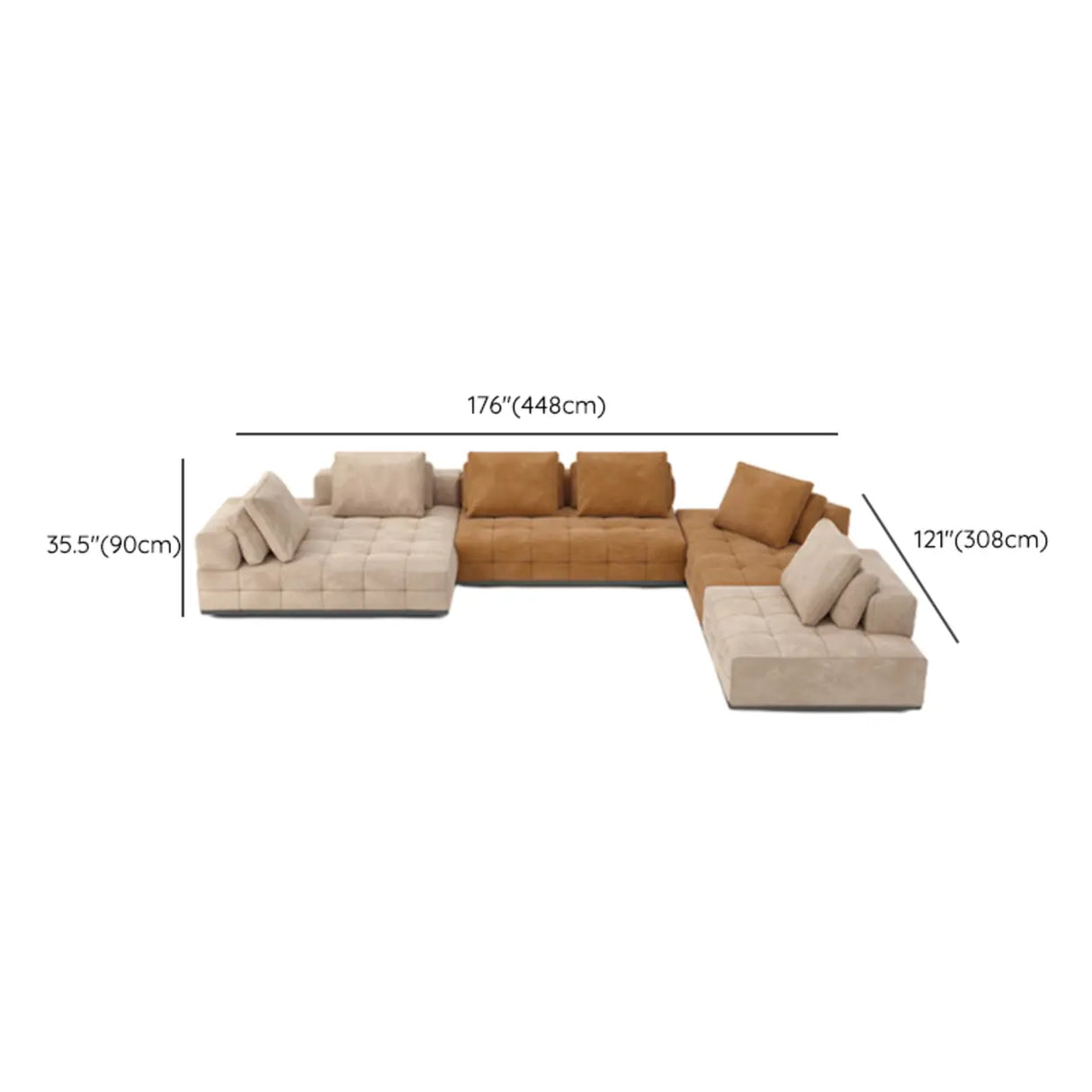U-Shaped Fabric Brown Large Reclining Sectional Sofa Set Image - 21
