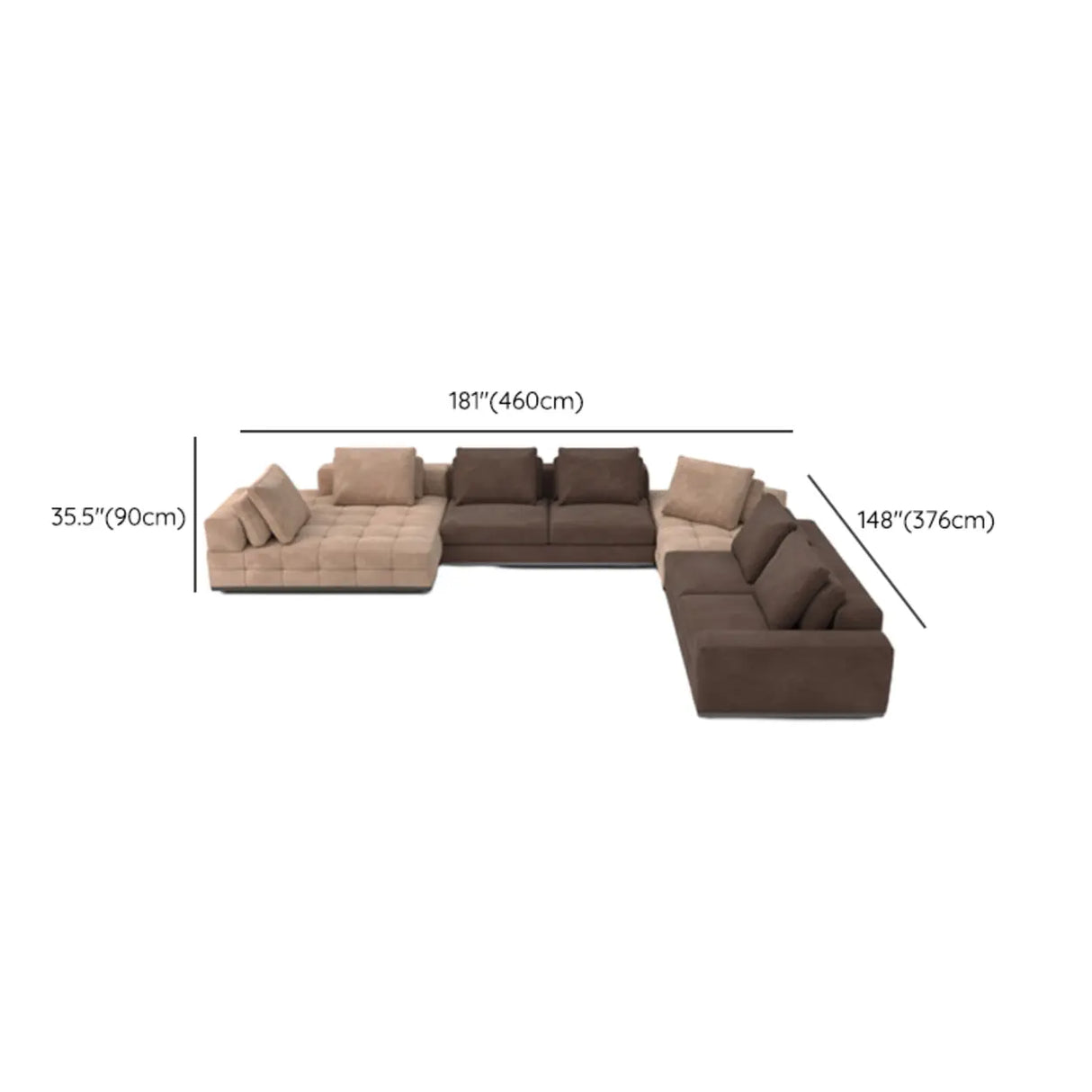 U-Shaped Fabric Brown Large Reclining Sectional Sofa Set Image - 22