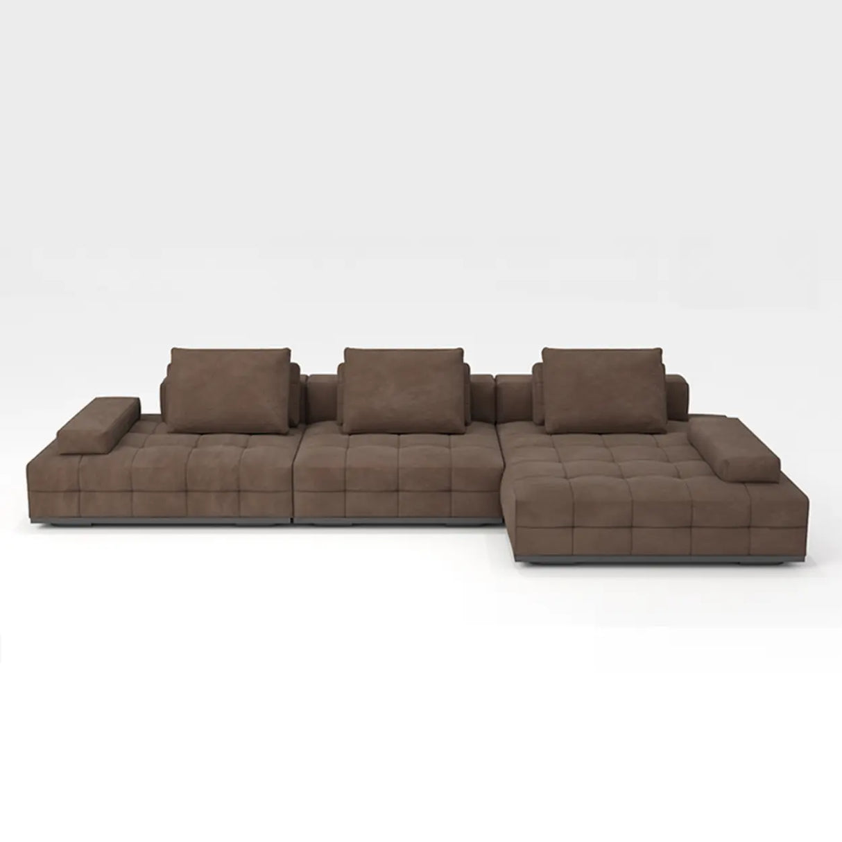 U-Shaped Fabric Brown Large Reclining Sectional Sofa Set Image - 7