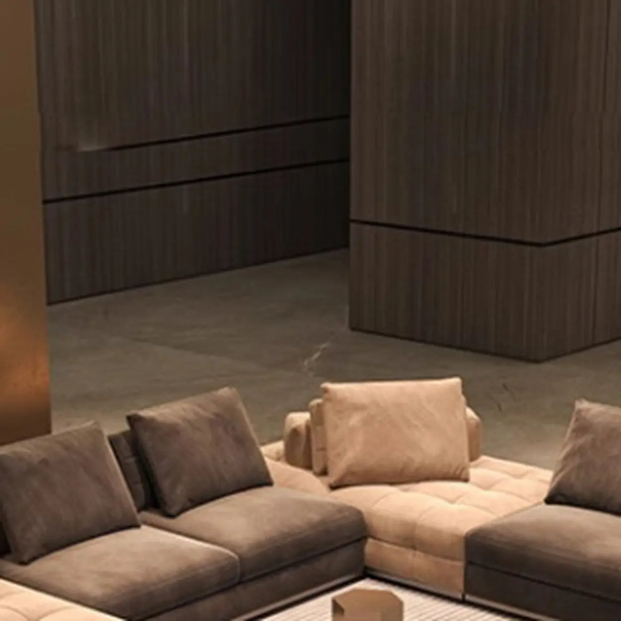 U-Shaped Fabric Brown Large Reclining Sectional Sofa Set Image - 8