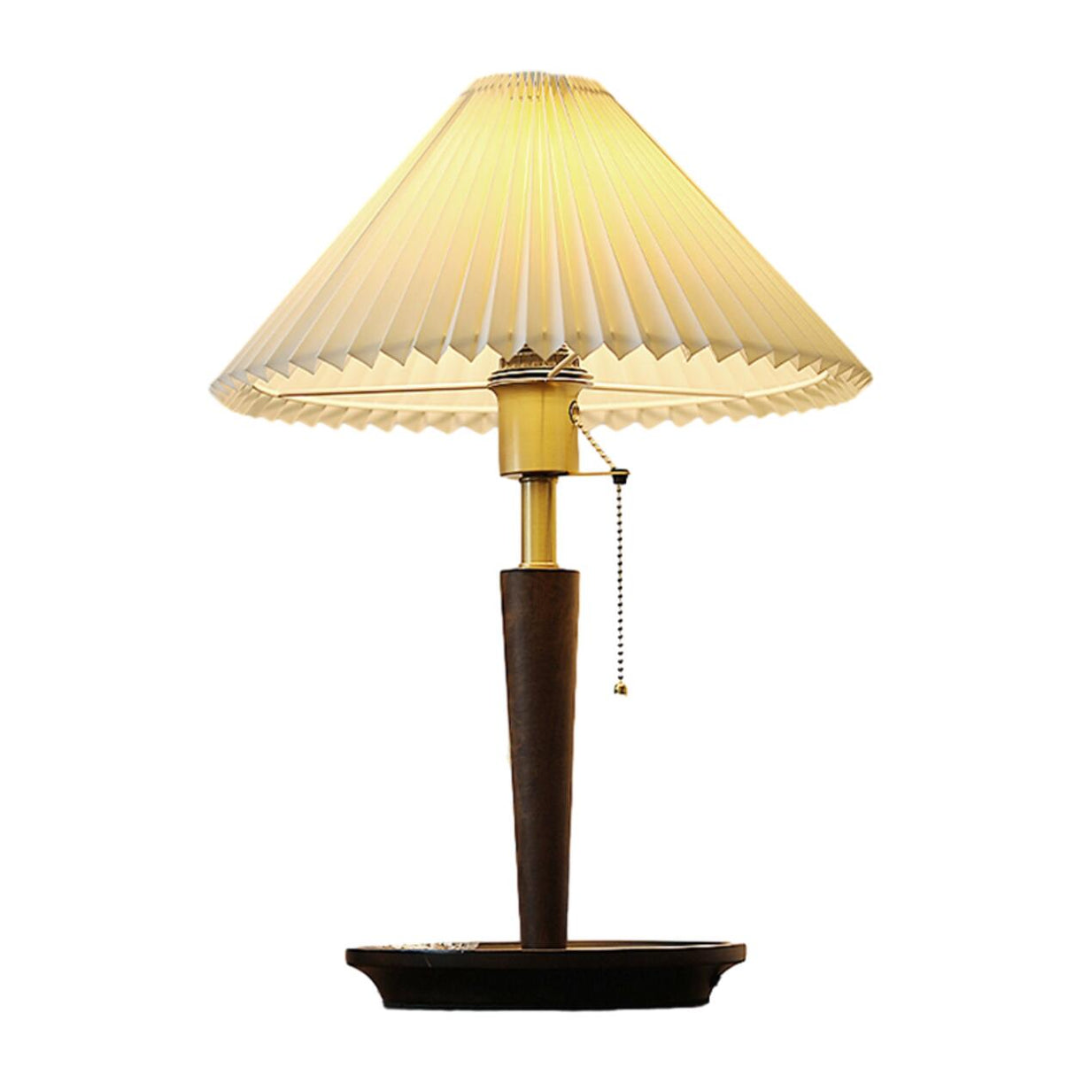 Umbrella Shape Wooden Table Lamp with Pull Chain Switch Image - 5