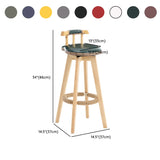 Unfinished Wood Round Low Back Leather Bar Stools Image - 25