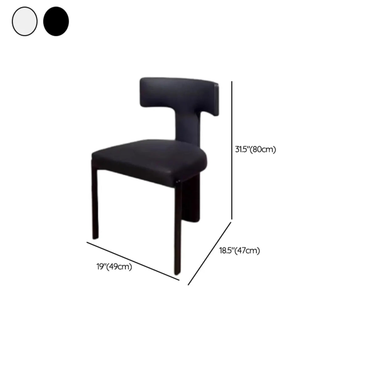 Unique 3 Legs T-Back Armless Upholstered Dining Chair 