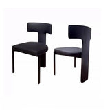 Unique 3 Legs T-Back Armless Upholstered Dining Chair Image - 2