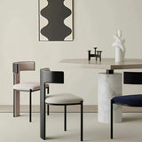 Unique 3 Legs T-Back Armless Upholstered Dining Chair Image - 4