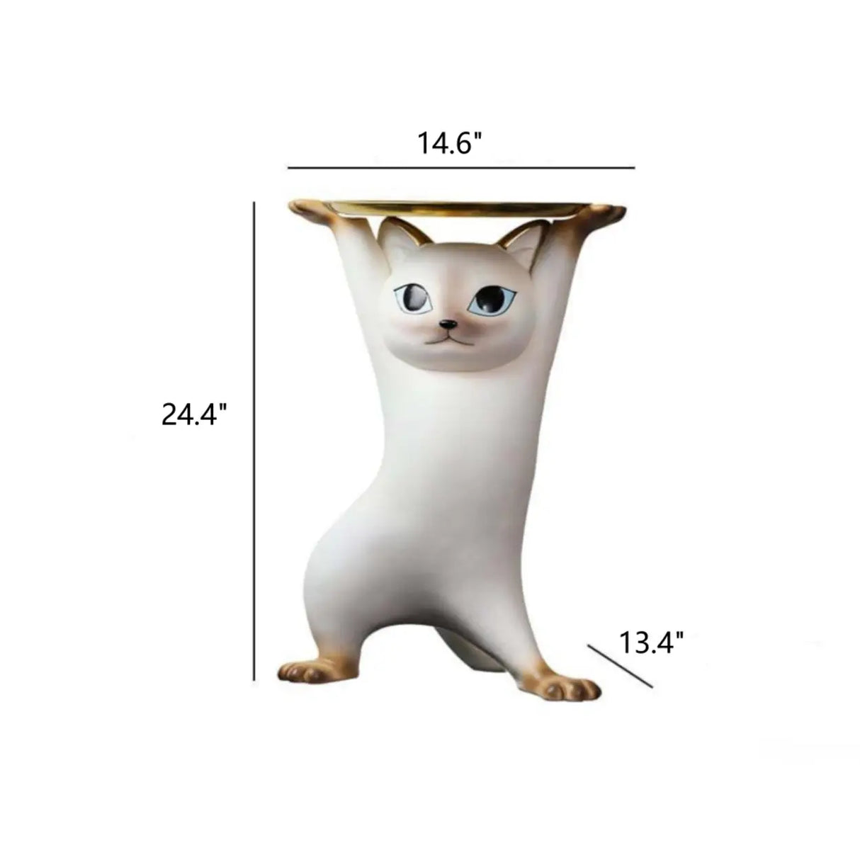 Unique Cat Figurine Resin White Decorative Side Table 