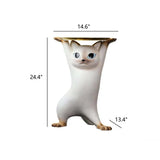 Unique Cat Figurine Resin White Decorative Side Table #size