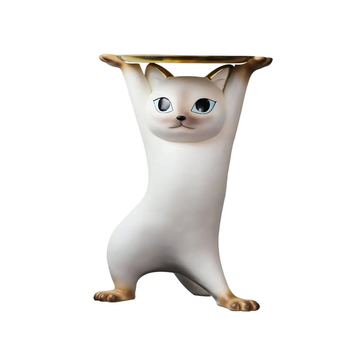 Unique Cat Figurine Resin White Decorative Side Table Image - 8