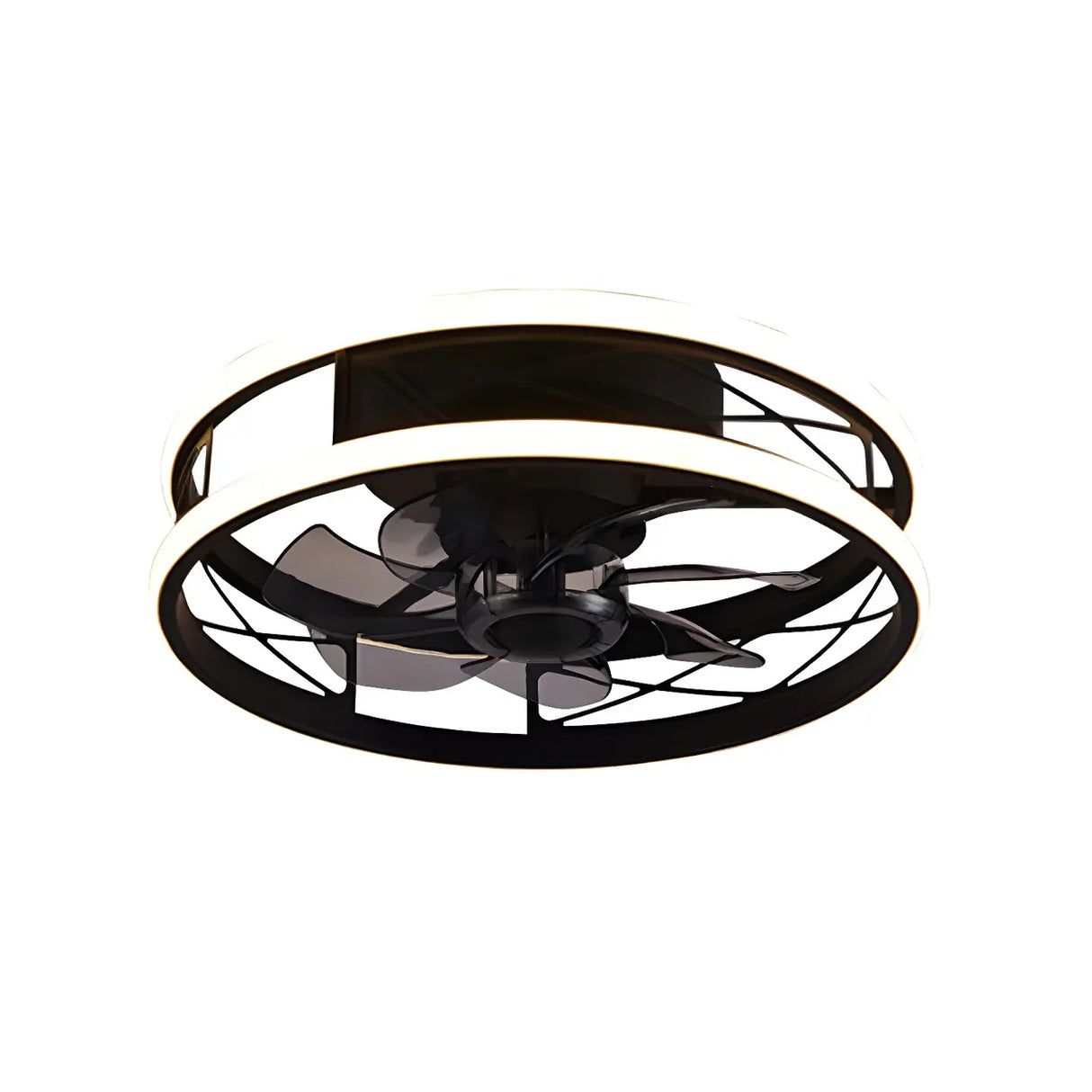 Unique Circular Cage Modern LED Ceiling Fan with Light Image - 11